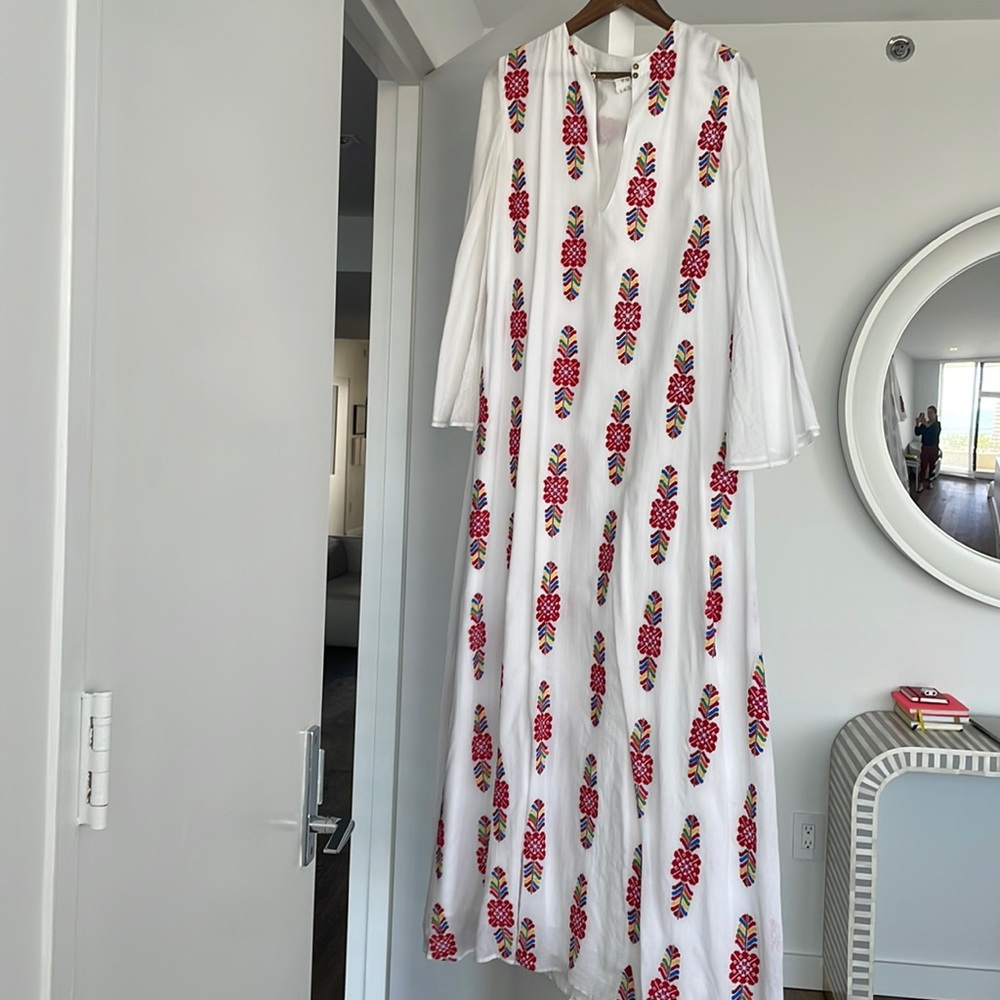 Carolina K Saturday Kaftan embroidered details.